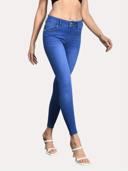 High Waist Skinny Jeans Slim Fit Ankle Length Denim Pants
