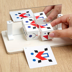 Wooden Mirrored Building Block Game with 20 Double Sided Cards