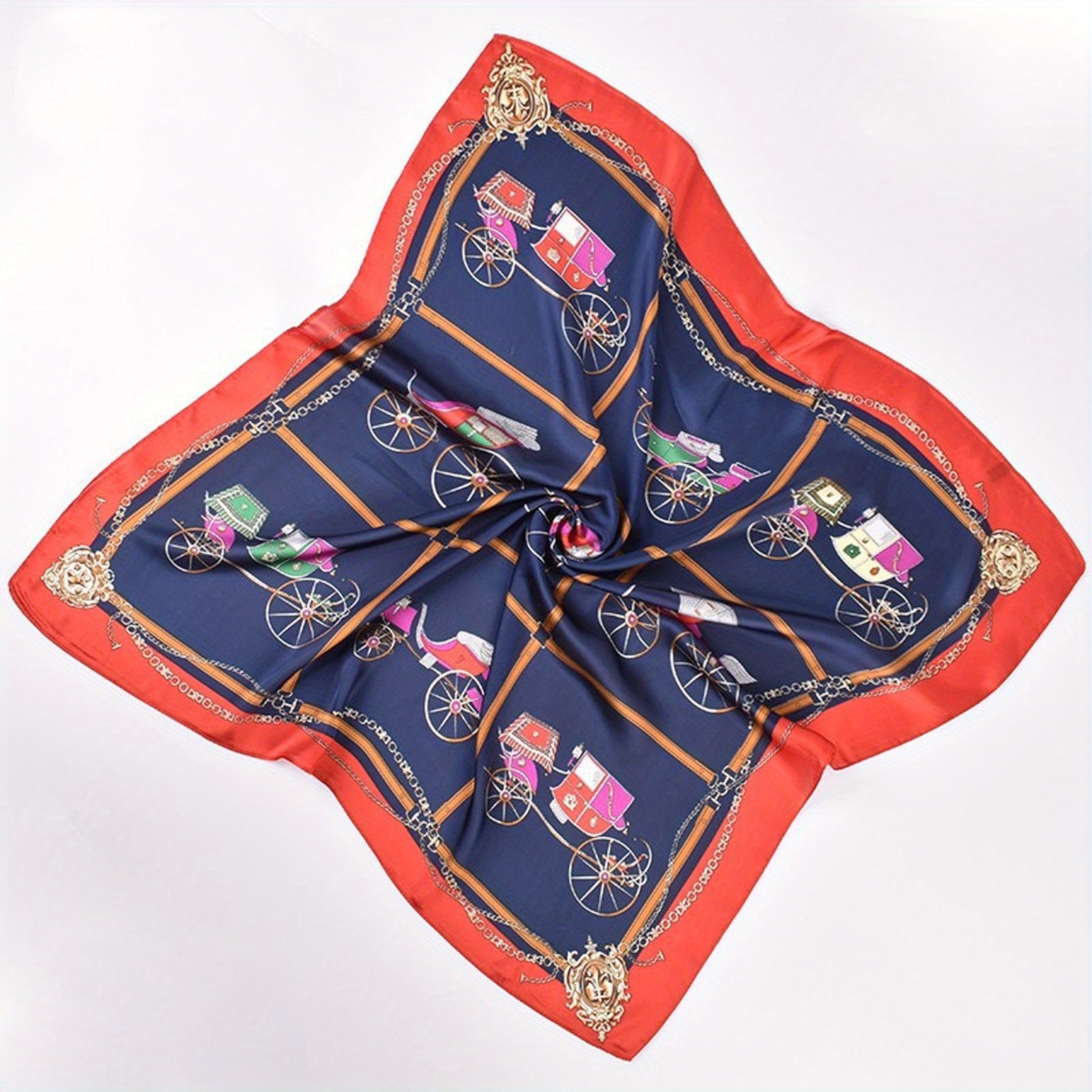 Royal Carriage Chain Pattern Printed Hair Scarf for Women