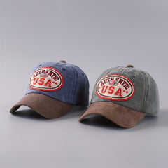 Block Curved Brim Sunshade Baseball Cap with Letter Embroidery Print