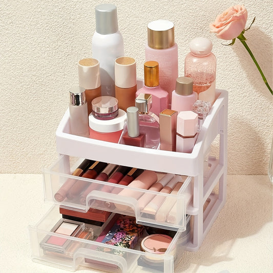 Makeup Organizer Vanity with 2 Drawers Skincare Lipsticks Jewelry Nail Care