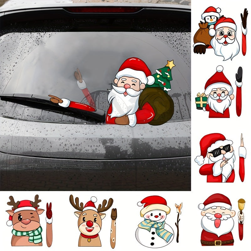 Cartoon Santa Claus Rear Windshield Wiper Sticker