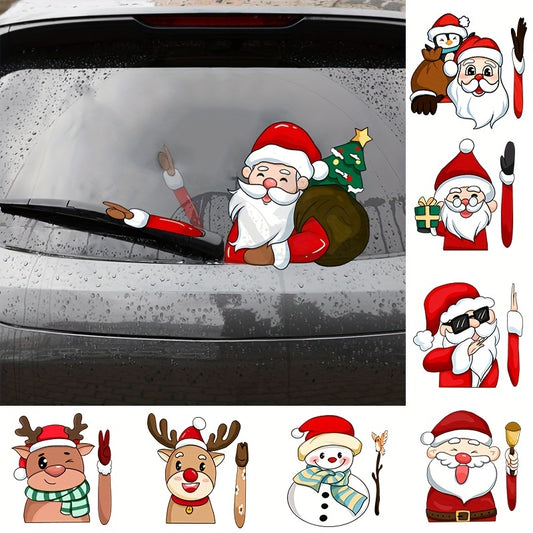 Cartoon Santa Claus Rear Windshield Wiper Sticker
