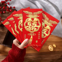 6pcs Hot Stamping Red Envelopes Wedding Gift Bags