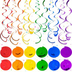 18pcs Rainbow Foil Swirl Decorations for Birthdays Weddings Bridal Showers