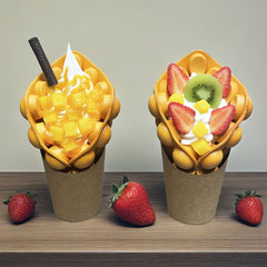 Realistic Egg Waffle Model Display Prop for Bakeries