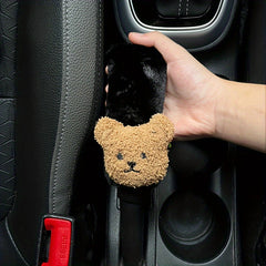 2pcs Coffee Bear Handbrake Cover And Gear Sleeve Universal - Car Interior Decor