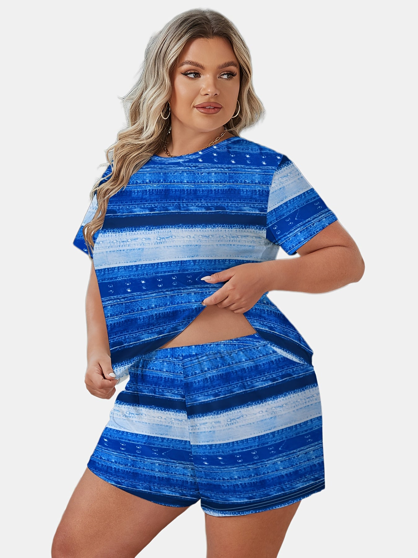  Striped Tee & Shorts Pajama Set