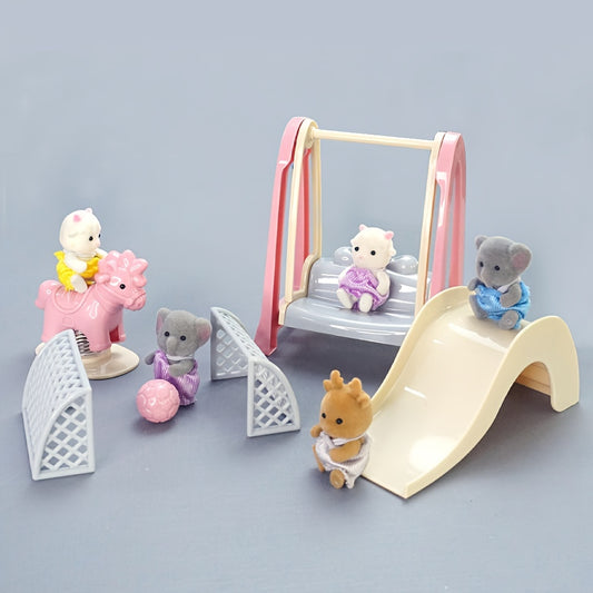 STOMLE FAMILY Kids' Dollhouse Furniture Set - Vintage Bedroom Double Bed