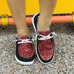 Sequins Slip On Colorblock Canvas Shoes Lightweight Casual Daily Shoes