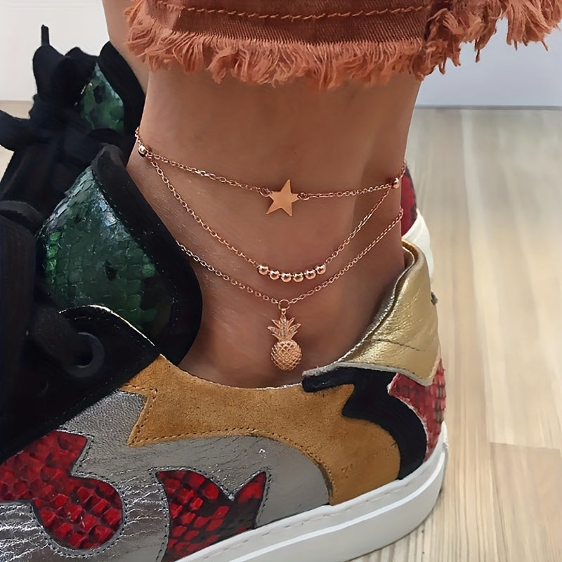 Vintage Star Pineapple Beads Anklet