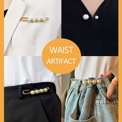 Rhinestone & Pearl Brooch Pin Waist Tightener Buckle Clothing Accessory