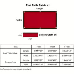 Red Billiards Tablecloth - Smooth & Durable Pool Table Cloth