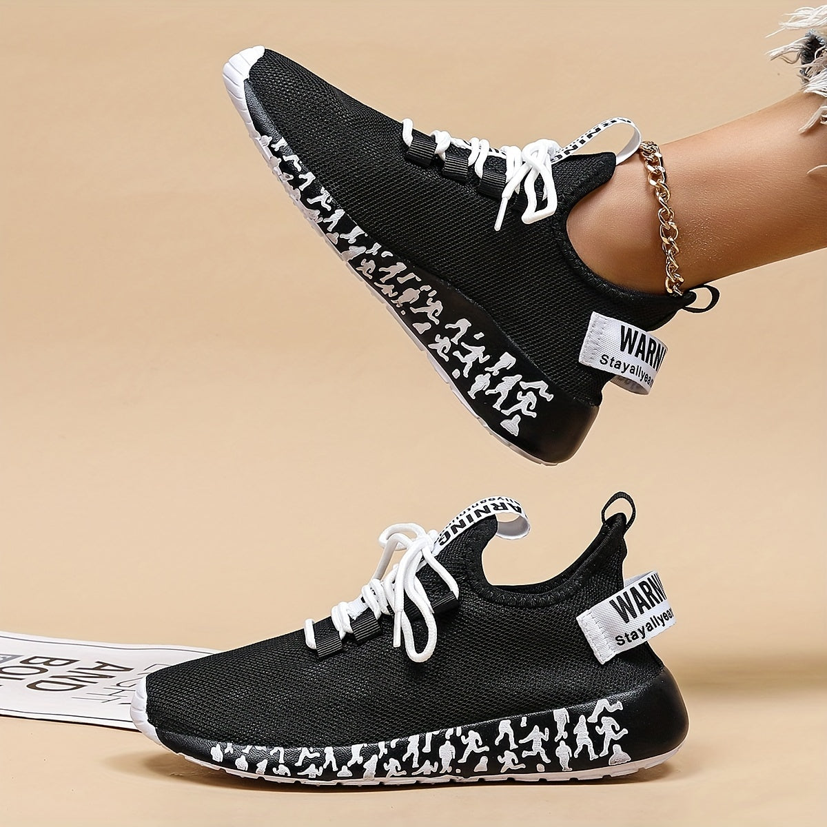 Women's Pattern Running Shoes Lace Up Walking Sneakers