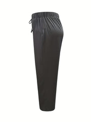  Casual Pants Women's Plus Solid Elastic Drawstring High Rise Trousers