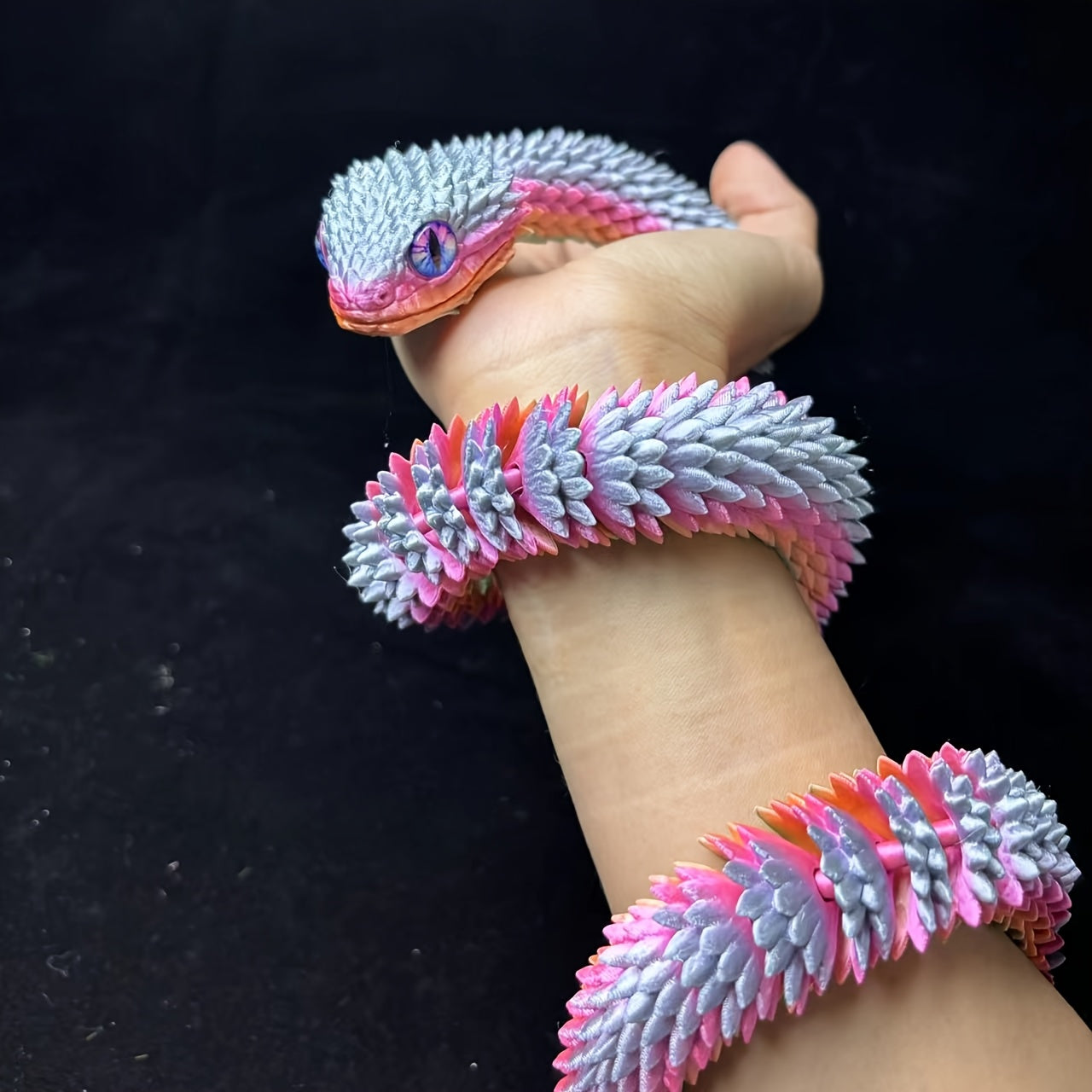 3D Printed Snake w/ Hand Painted Eyes 85cm - Rainbow/Candy Options