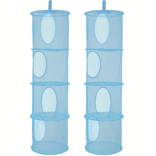 Foldable Stuffed Animal Net Hammock Organizer 4 Compartments Mesh Toy Storage