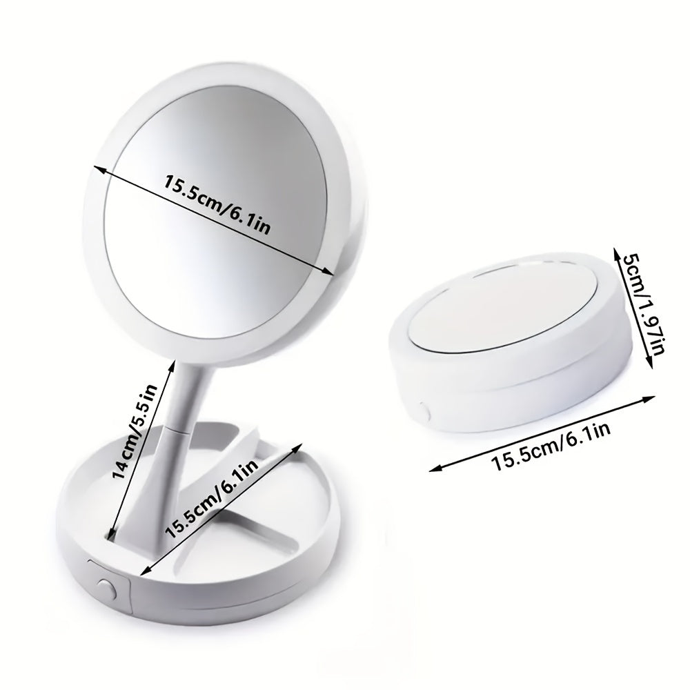 USB Dual Purpose Double Sided Mirror LED Makeup Mirror Portable Makeup Mirror