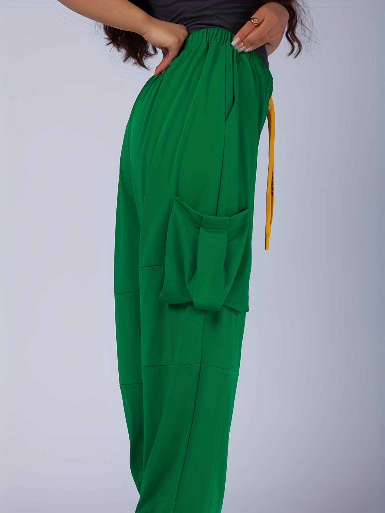 Women's Plus Elastic Drawstring High Rise Trousers