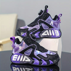 Boy's Rotating Buckle Basketball Shoes Non Slip Sneakers