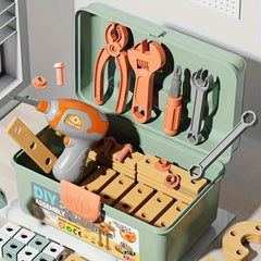 Kids Wooden Block Assembly Tool Set Toy