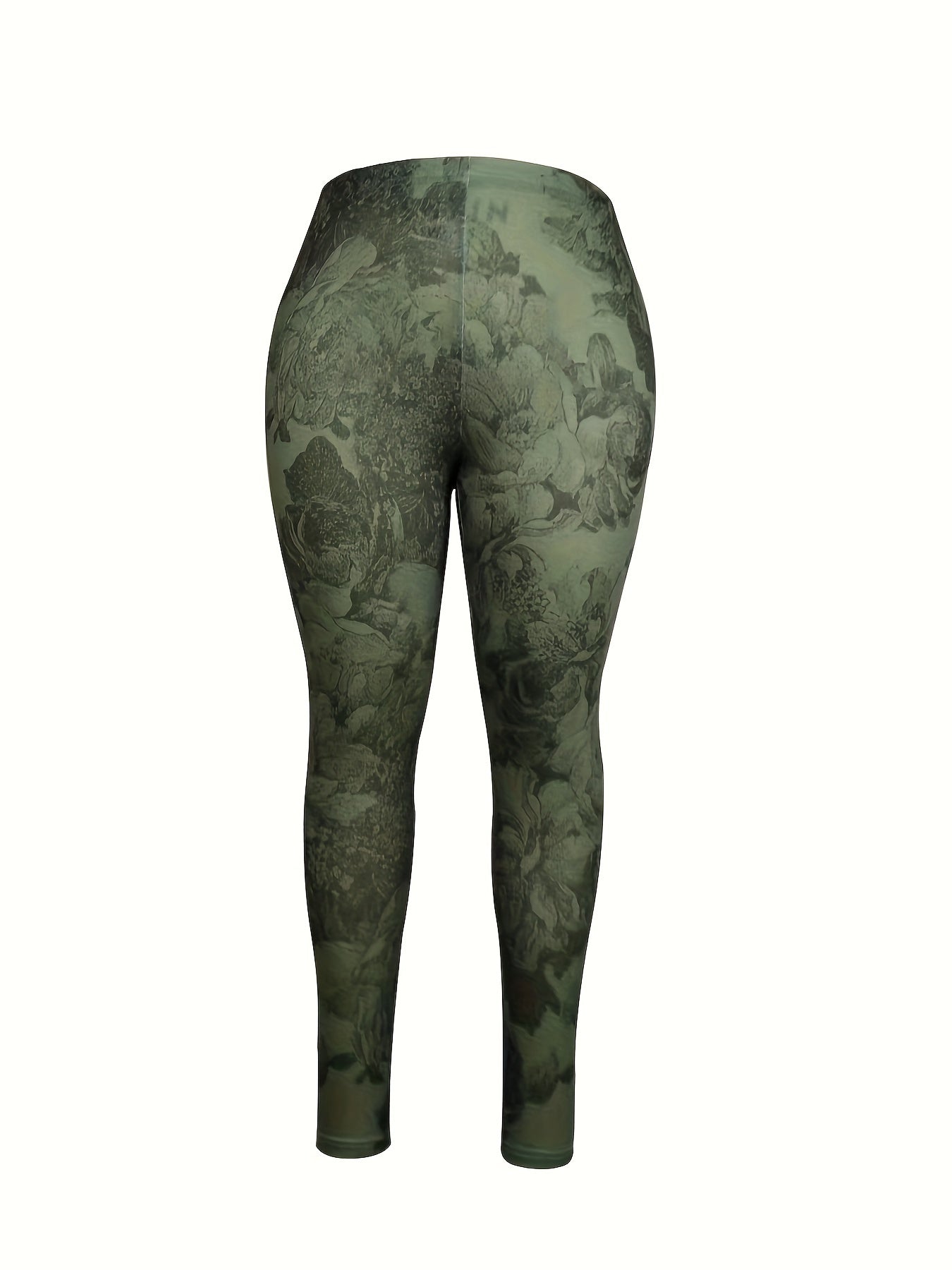 Plus Floral Print High Rise Skinny Trousers