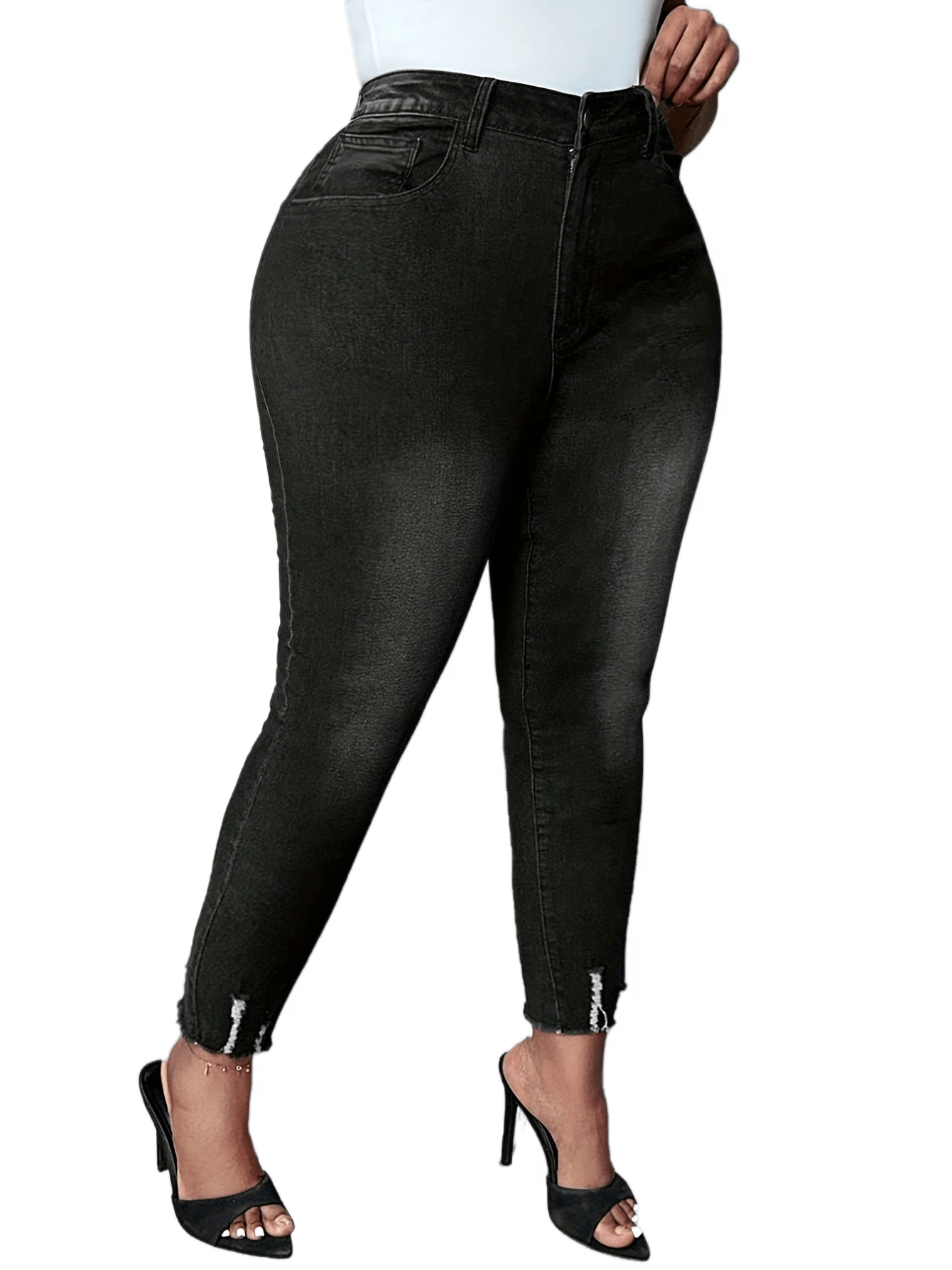  Sexy Skinny Pants Women's Plus Medium Stretch Raw Trim
