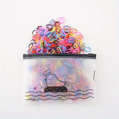 1000pcs Colorful Hair Ties Storage Bag Elastic Hair Accessories