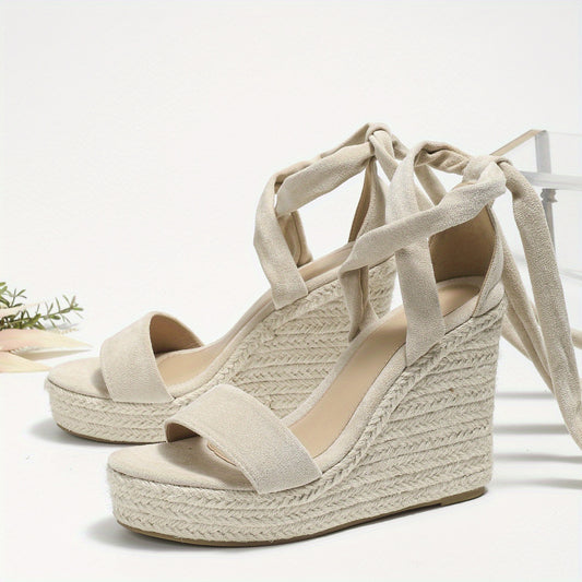 Women's Platform Wedge Sandals Lace Up Espadrille Heels