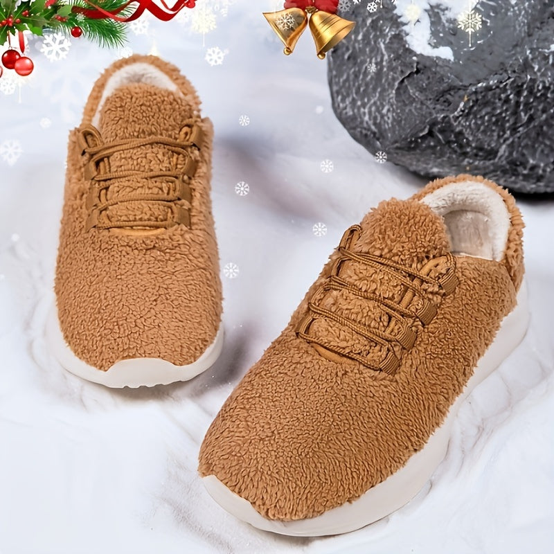 Plush Lined Fuzzy Soft Running Shoes Lightweight Fall Winter Non Slip Sneakers