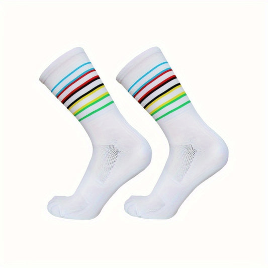 Striped Cycling Socks Men Women Outdoor Sports Running Socks