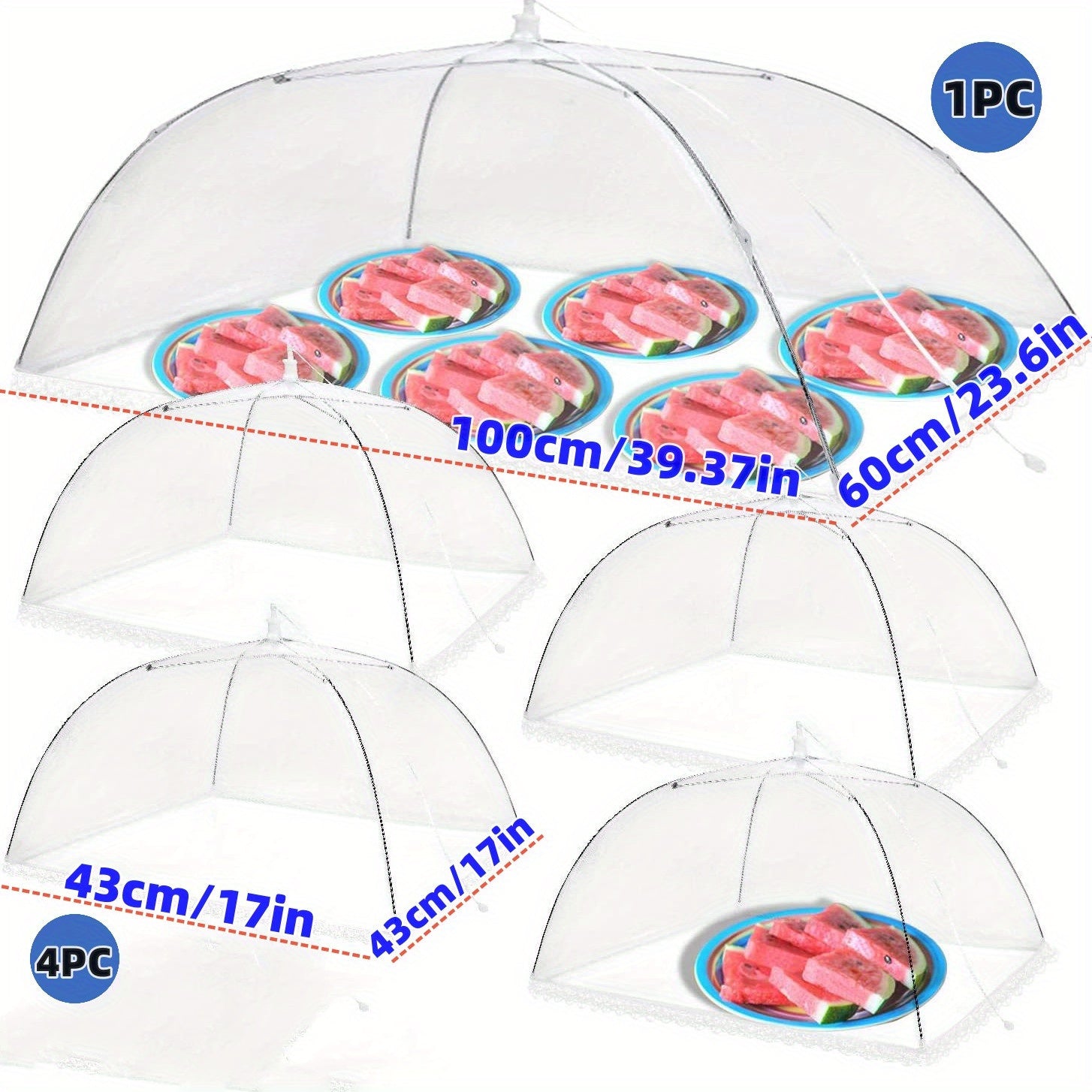 5pcs Foldable Umbrella Food Tent Cover w/ Lace for Home Camping & Restaurants