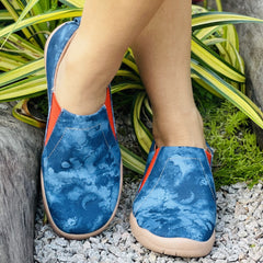 Women's Colorblock Canvas Slip-On Shoes Round Toe Flat Comfy Shoes