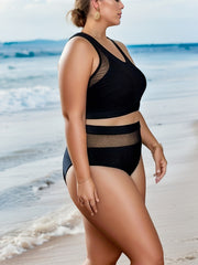  Mesh Tank Bra & High Waisted Panty Swimsuit Set