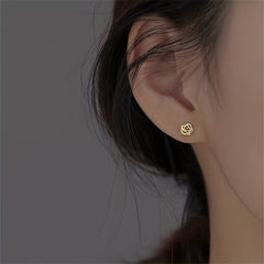 Hollow Rose Flower Stud Earrings 14K Plated Daily Wear Accessories