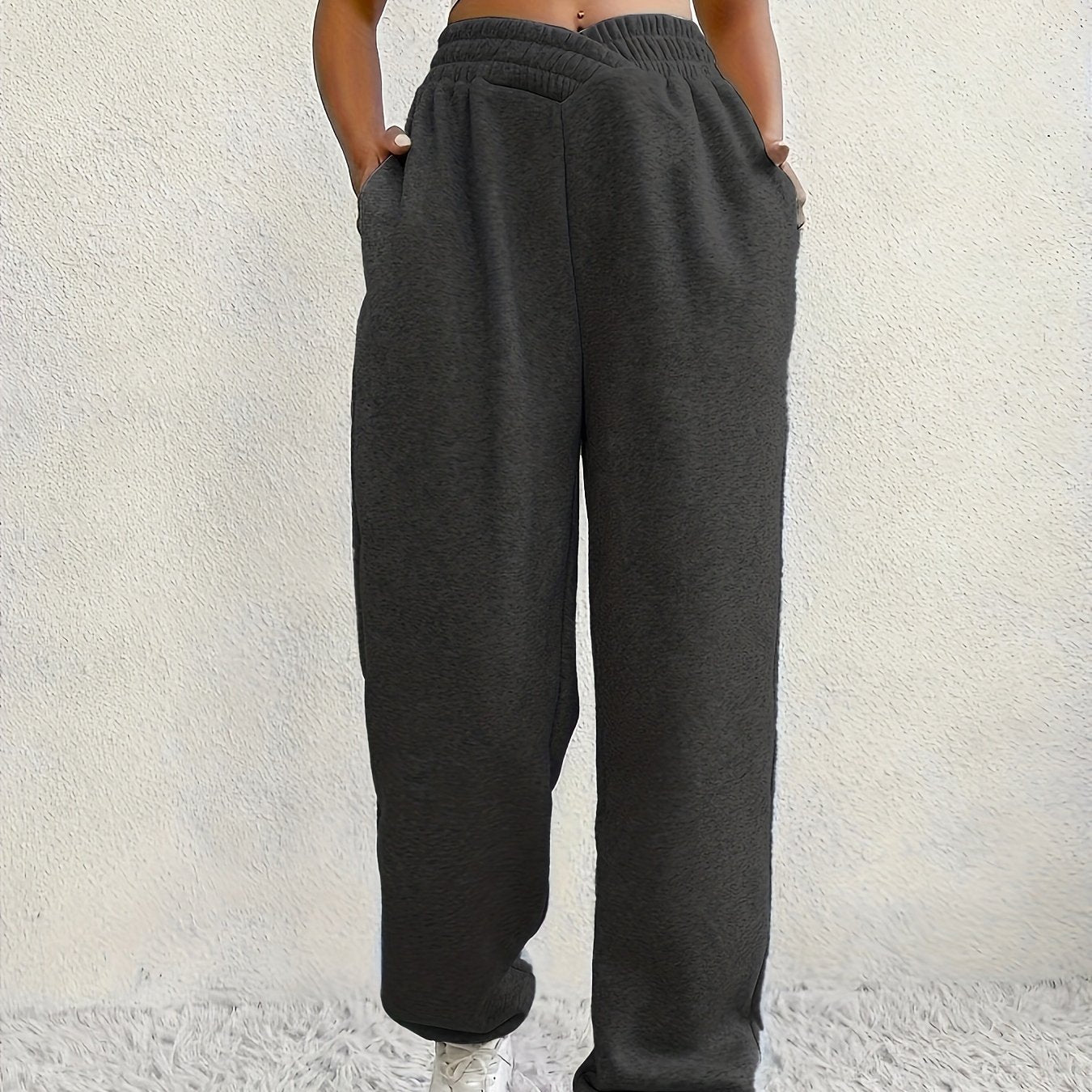  Solid V waist Stretch Joggers With Pockets