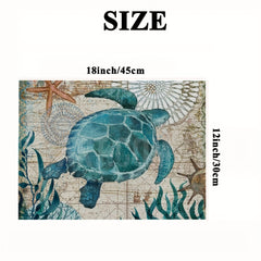 4pcs Vintage Ocean Style Linen Placemat Summer Sea Theme Table Mat