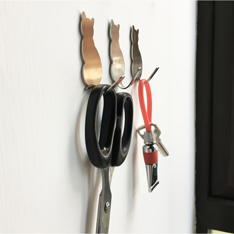 2pcs Stainless Steel Cat Shape Strong Viscose Anti Rust Hook