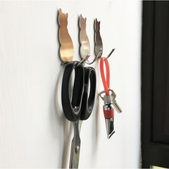 2pcs Stainless Steel Cat Shape Strong Viscose Anti Rust Hook