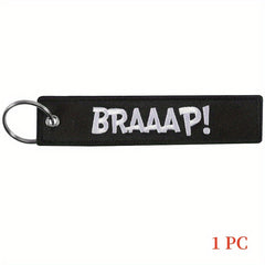 Embroidered 'BRAAAP' Keychain - Fun Key Accessory