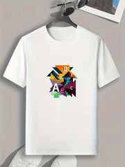 Men's Geometric Pattern Print Slim Fit T-shirt for Spring Summer