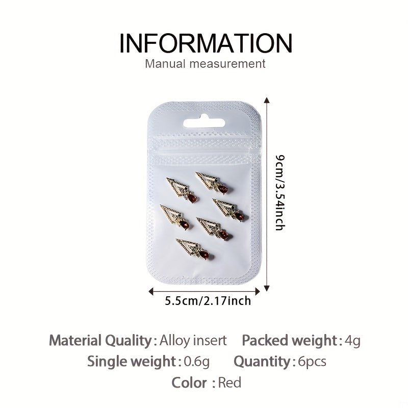 Triangle Nail Charms Rhinestones Alloy Nail Gem Accessories