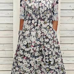 Women's Plus Floral Print Half Sleeve Dress