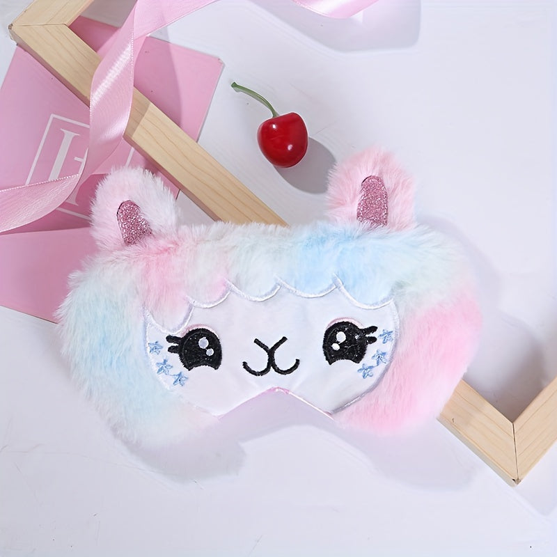 Cartoon Alpaca Eye Mask Soft Breathable Blackout Blindfold for Travel Rest Nap