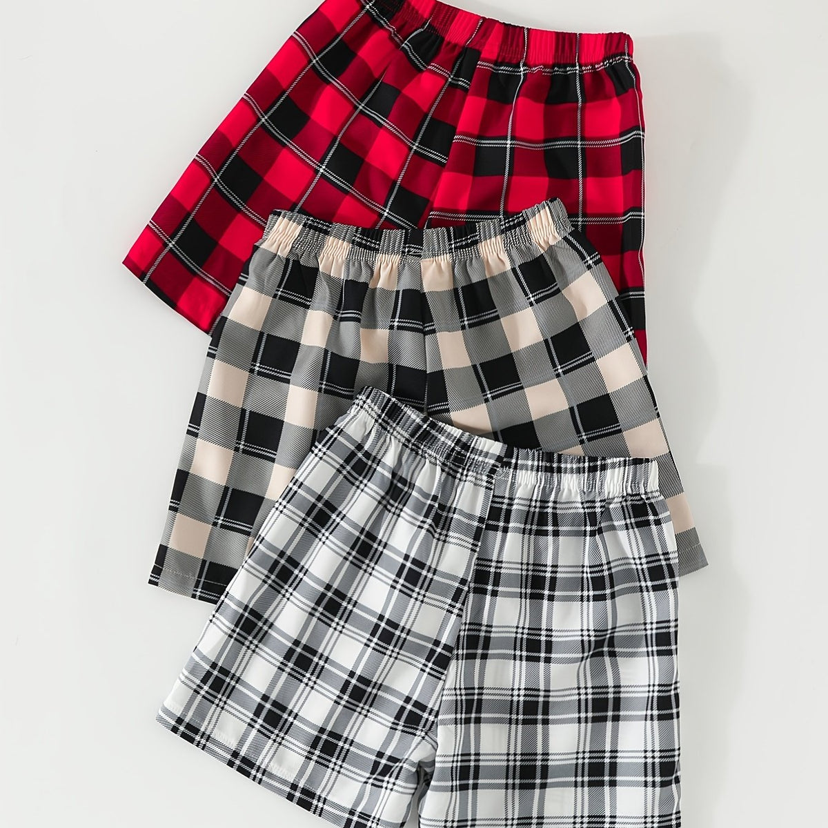 Girls Plaid Elastic Waist Soft Shorts for Summer