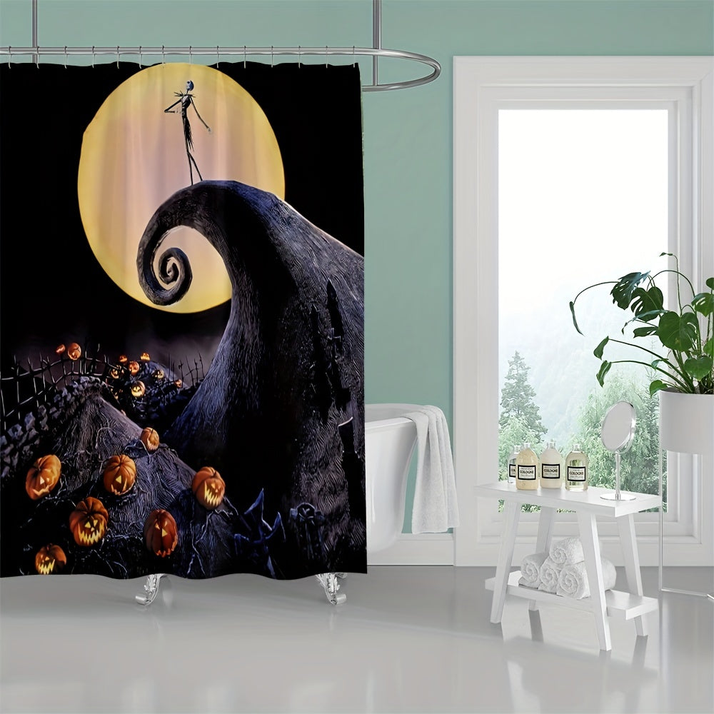 Halloween Pumpkin Bathroom Shower Curtain Waterproof Hand Washable