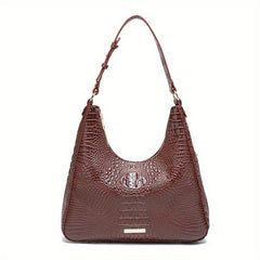 Crocodile Pattern Leather Handbag Ombre Shoulder Purse