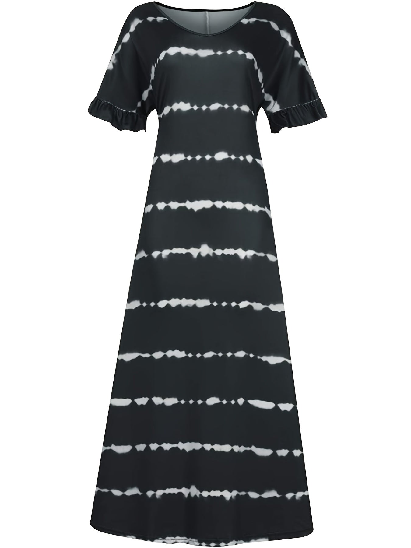 Plus Strip V Neck Maxi Dress With Pockets