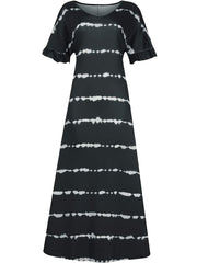 Plus Strip V Neck Maxi Dress With Pockets