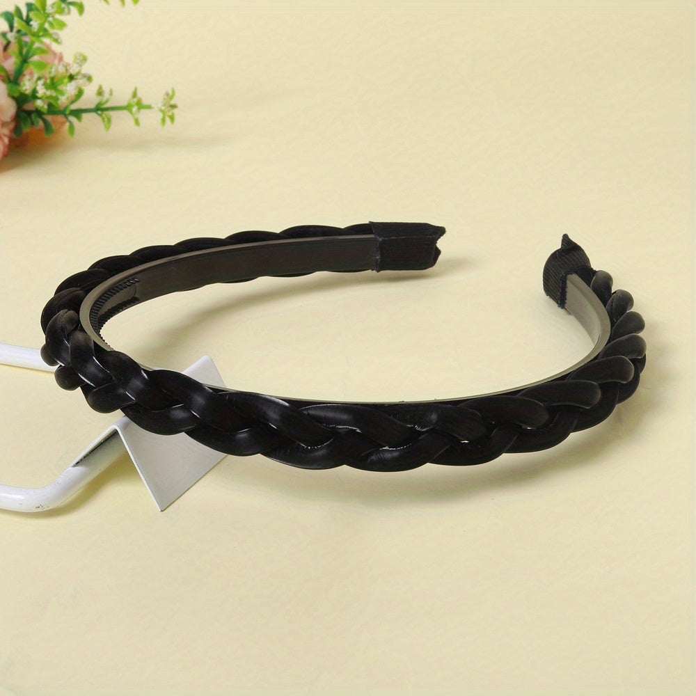 PU Leather Braided Headband for Women Girls